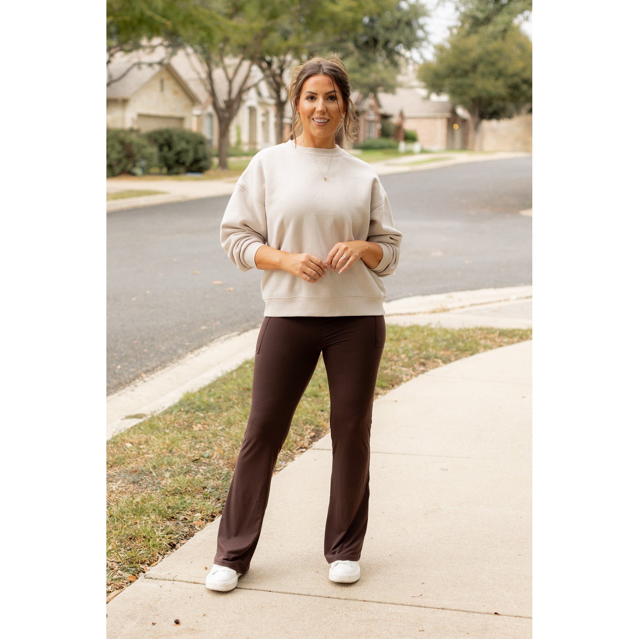 PreOrder | The Rhea - BROWN 30 Inch Bootcut Leggings with Pockets